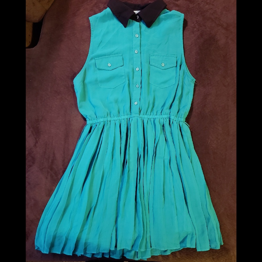 Teal Button Down Dress